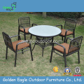 အပြင်ဘက်တွင် Brushed Aluminum UV Wicker Dining Set